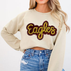 KBD OG SEQUIN AND EMBROIDERY WORDS EAGLES Yellow Gold and Maroon