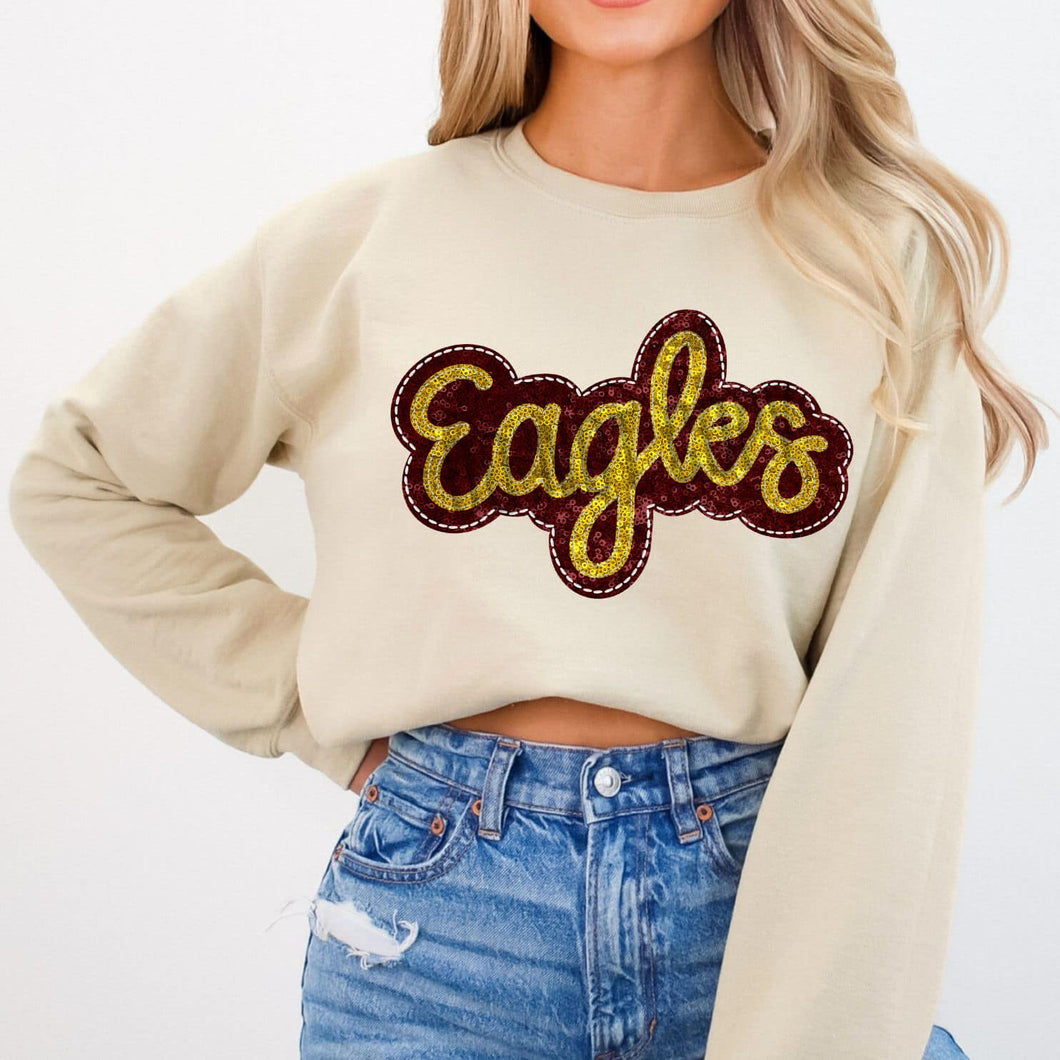 KBD OG SEQUIN AND EMBROIDERY WORDS EAGLES Yellow Gold and Maroon