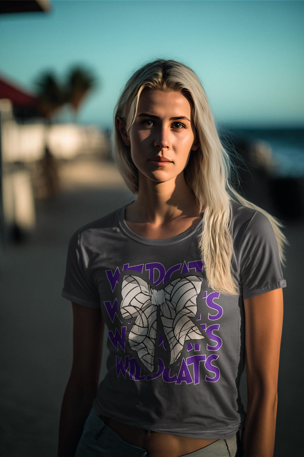 KBD OG Bow Mascot WILDCATS Volleyball Purple and White