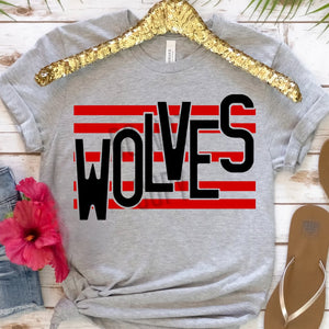 KBD OG Strip Word WOLVES Red and Black
