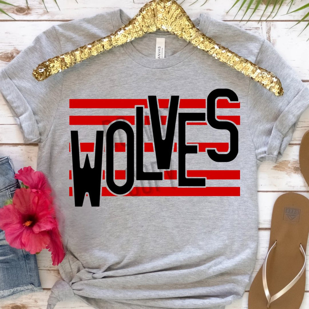 KBD OG Strip Word WOLVES Red and Black