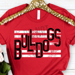 KBD OG Strip Word BULLDOGS White and Black Distressed