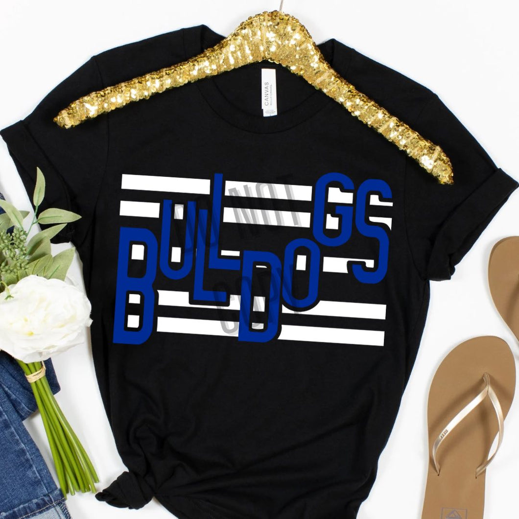 KBD OG Strip Word BULLDOGS White and Royal