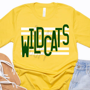 KBD OG Strip Word WILDCATS White and Hunter Green