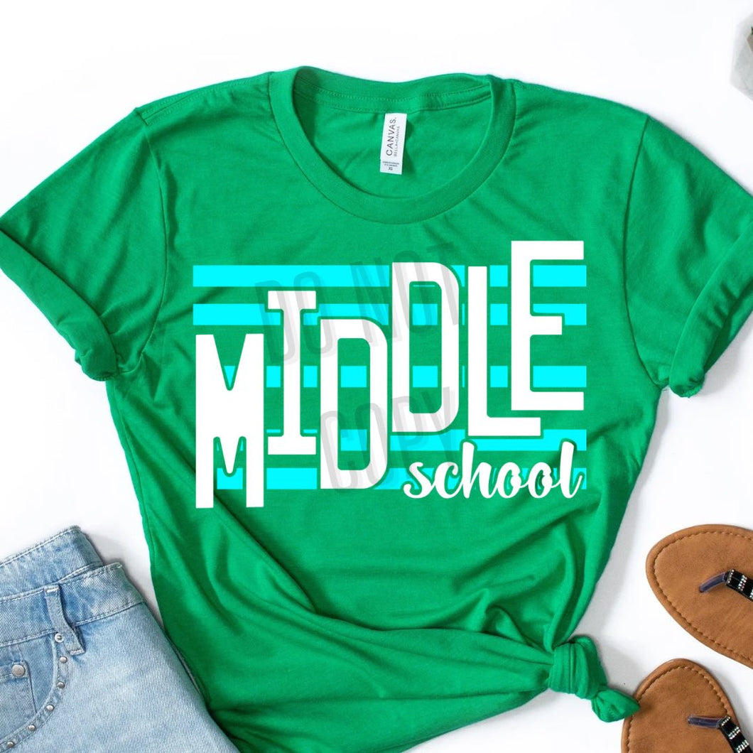 KBD OG Strip Word MIDDLE SCHOOL Aqua and White