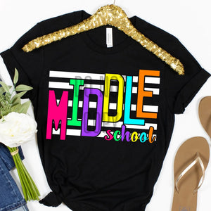 KBD OG Strip Word MIDDLE SCHOOL White and Multi