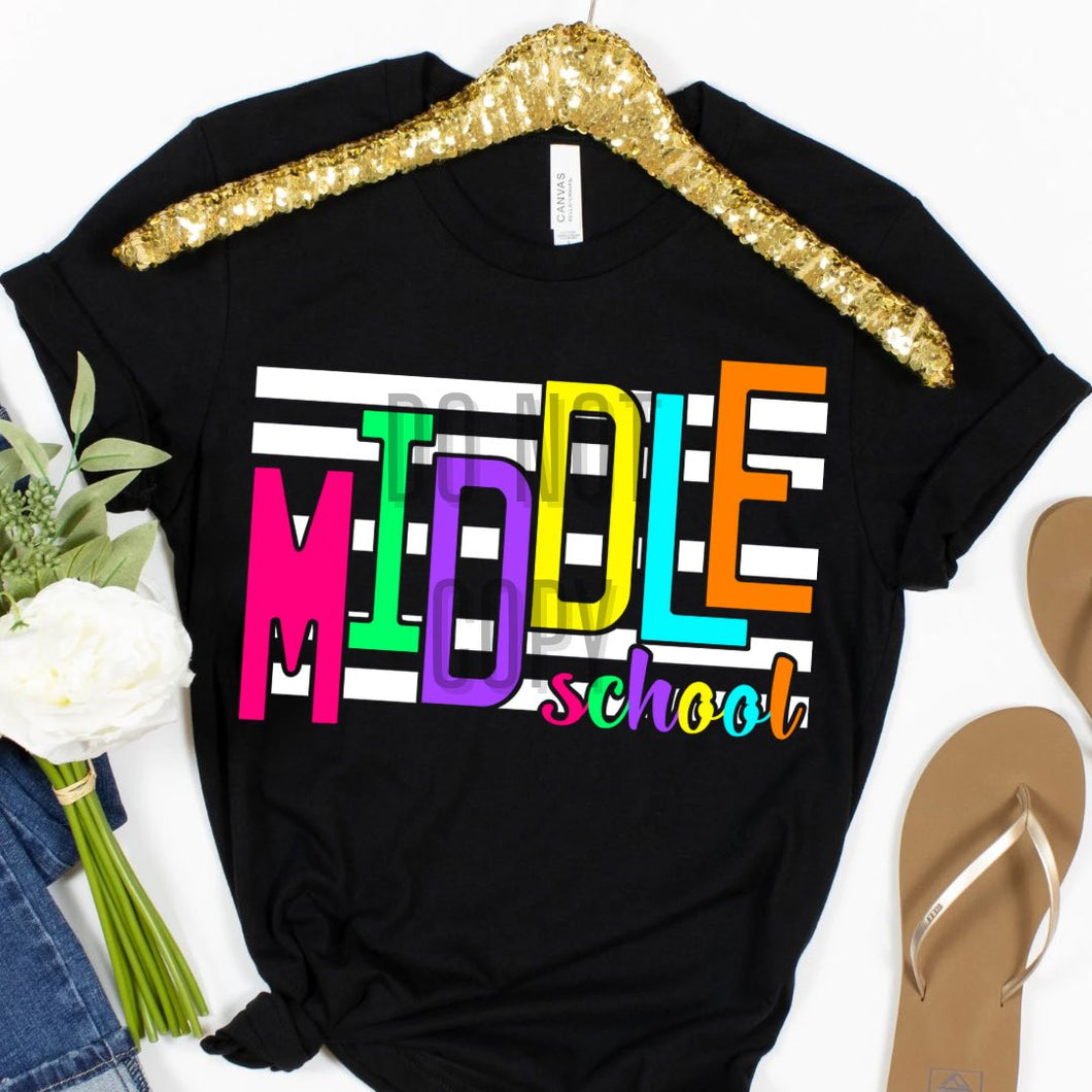 KBD OG Strip Word MIDDLE SCHOOL White and Multi