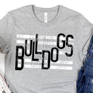 KBD OG Strip Word BULLDOGS White and Black Distressed