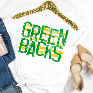 KBD OG Strip Word GREENBACKS Yellow Gold and Kelly Green Distressed