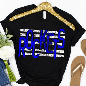 KBD OG Strip Word ROCKETS White and Royal Distressed