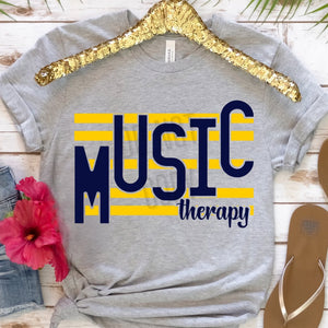 KBD OG Strip Word MUSIC THERAPY Yellow Gold and Navy