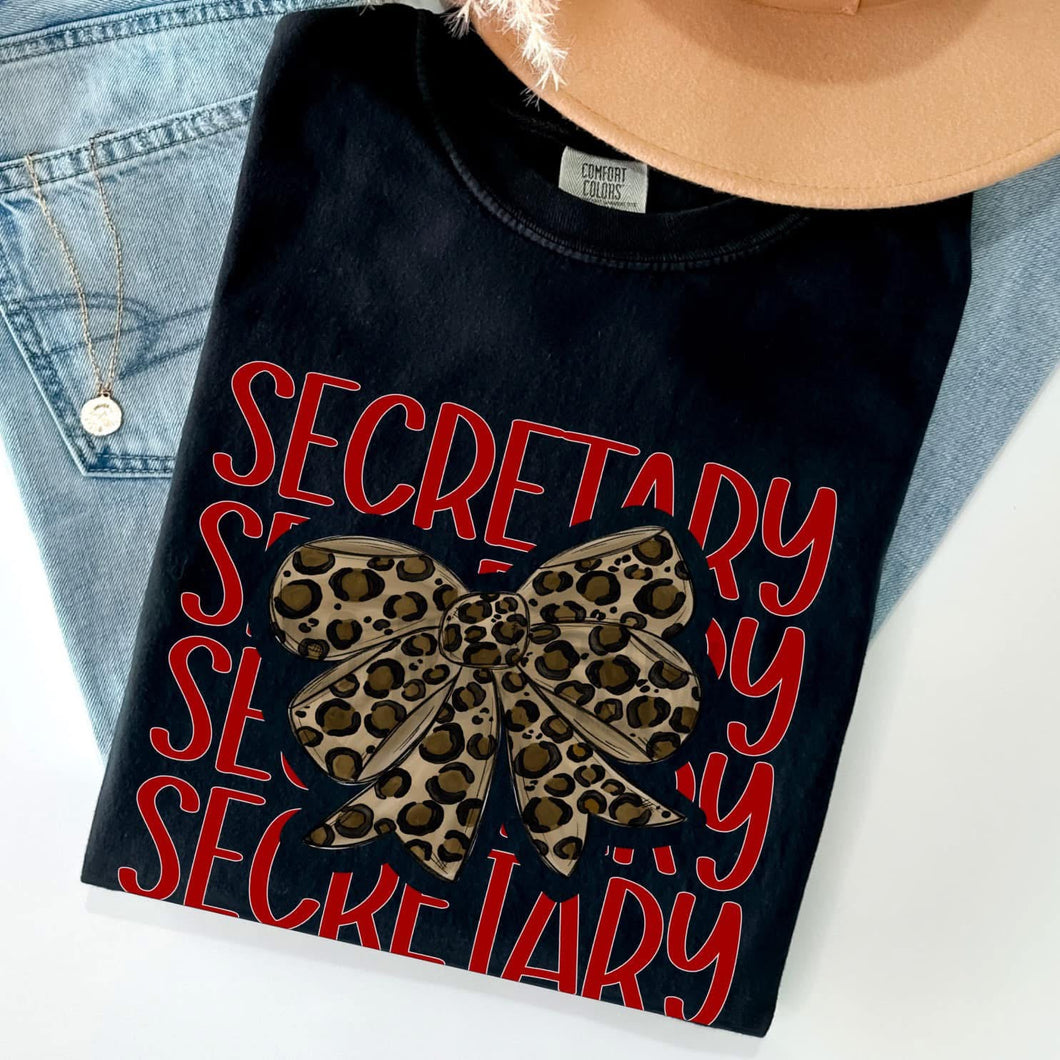 KBD OG Bow Stack SECRETARY Red Words and Leopard
