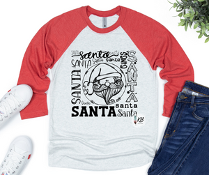 Santa Typography Single Color Black Low Heat RTS CLEARANCE