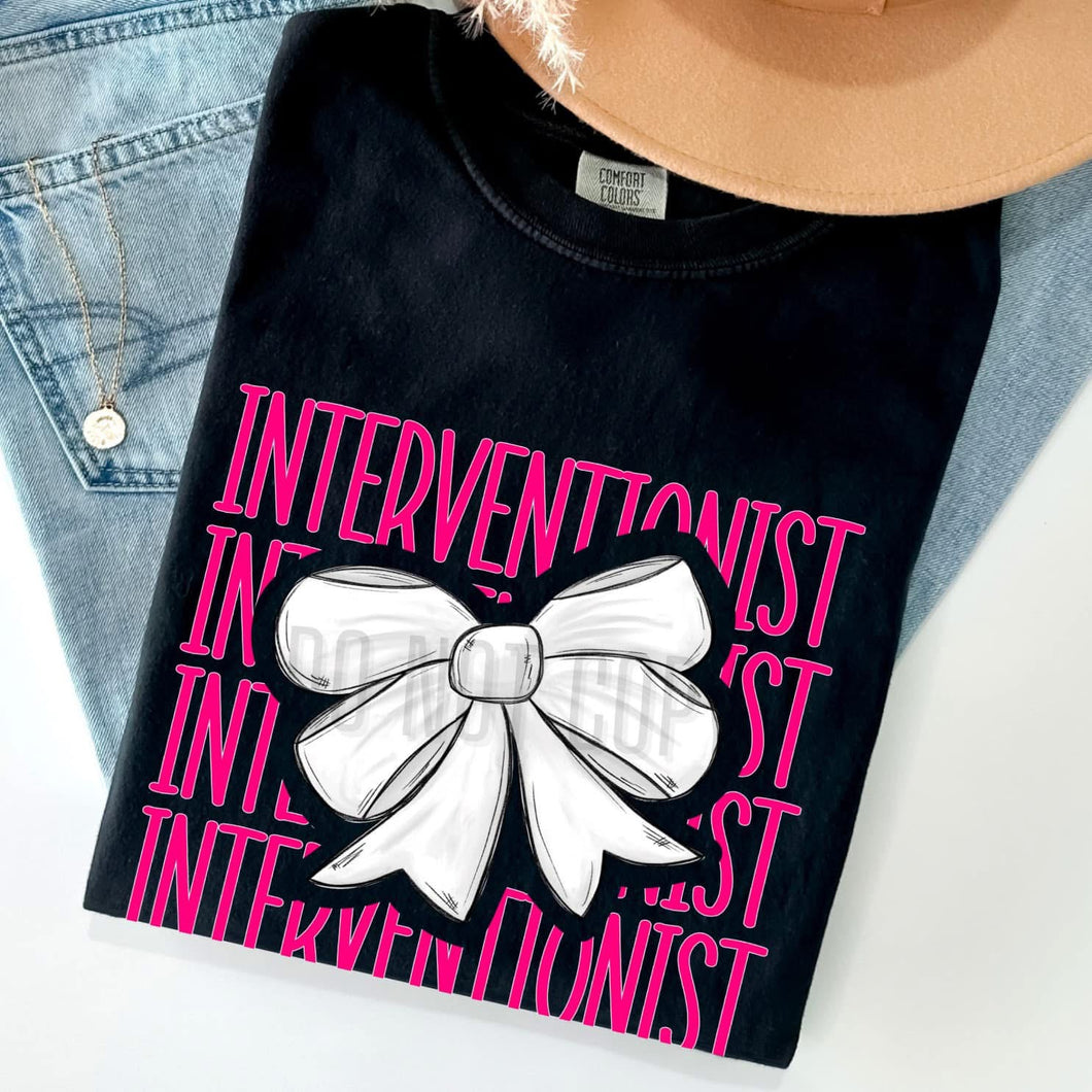 KBD OG Bow Stack INTERVENTIONIST Hot Pink Words and White