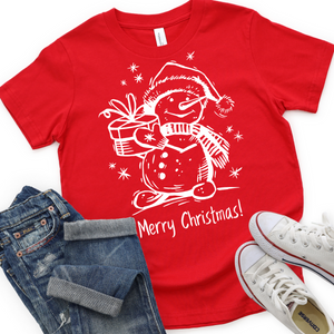 Merry Christmas Snowman Single Color White Low Heat RTS CLEARANCE