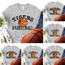 Load image into Gallery viewer, Assorted Arched Mascots Distressed or Non-Distressed Basketball Direct To Film (DTF) Transfers
