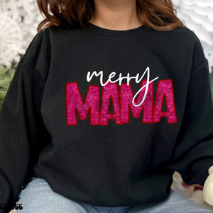 KBD Merry Mama Hot Pink Faux Embroidery & Sequin Design