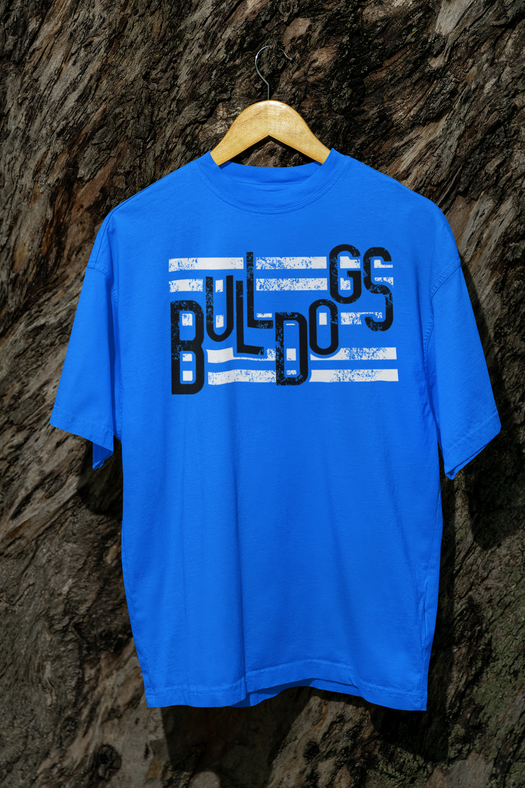KBD OG Strip Word BULLDOGS White and Black Distressed