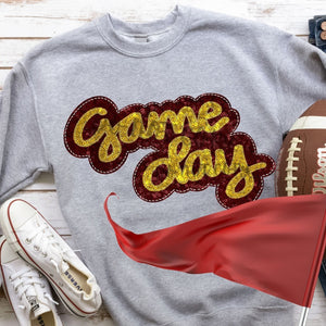 KBD OG Faux Sequin & Embroidery GAMEDAY Yellow Gold and Maroon