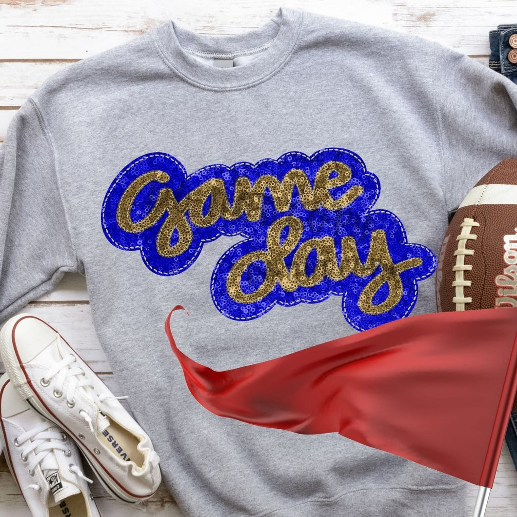KBD OG Faux Sequin & Embroidery GAMEDAY Vegas Gold and Royal