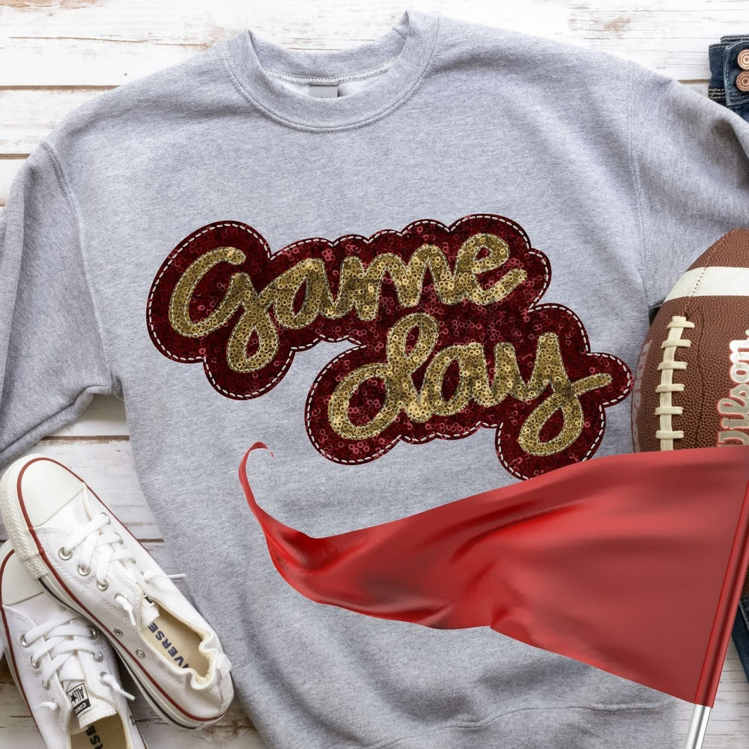 KBD OG Faux Sequin & Embroidery GAMEDAY Vegas Gold and Maroon