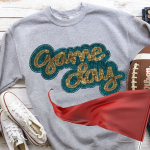 KBD OG Faux Sequin & Embroidery GAMEDAY Vegas Gold and Teal