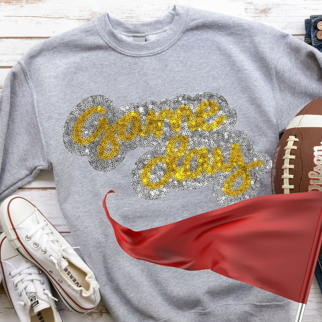 KBD OG Faux Sequin & Embroidery GAMEDAY Yellow Gold and Silver