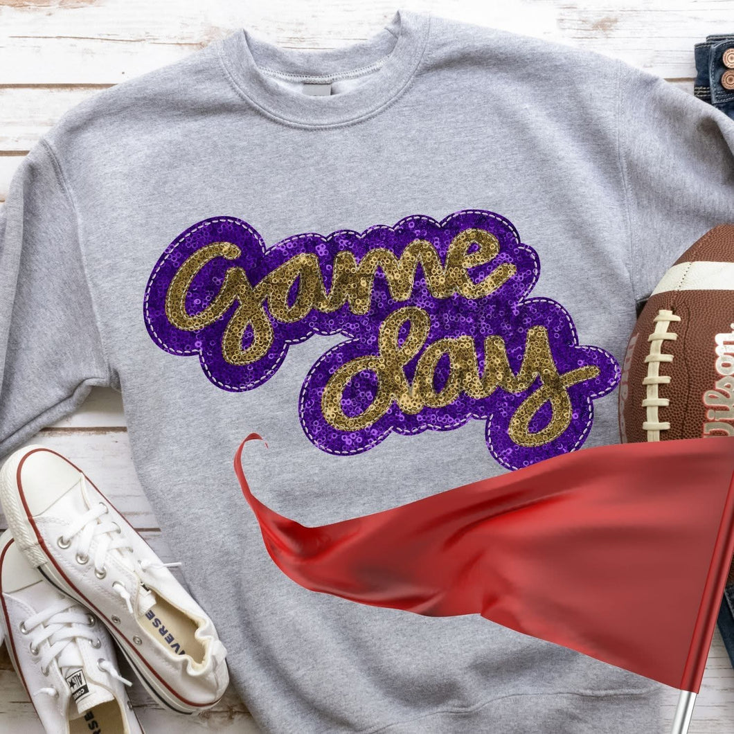KBD OG Faux Sequin & Embroidery GAMEDAY Vegas Gold and Purple