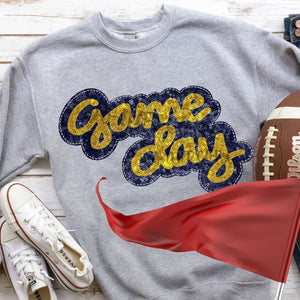 KBD OG Faux Sequin & Embroidery GAMEDAY Yellow Gold and Navy