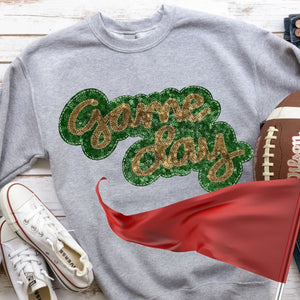 KBD OG Faux Sequin & Embroidery GAMEDAY Vegas Gold and Dark Green