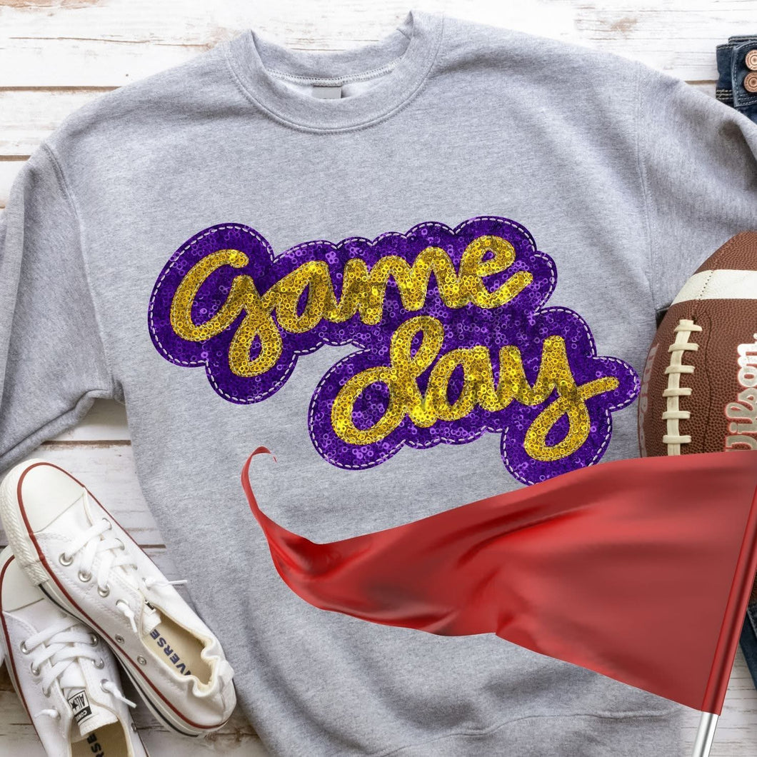 KBD OG Faux Sequin & Embroidery GAMEDAY Yellow Gold and Purple