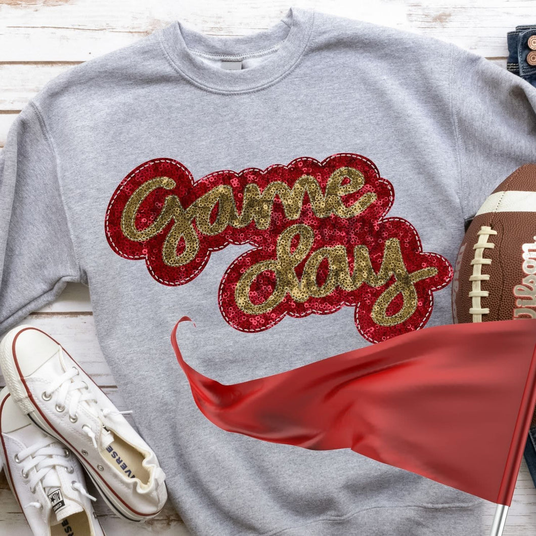KBD OG Faux Sequin & Embroidery GAMEDAY Vegas Gold and Red
