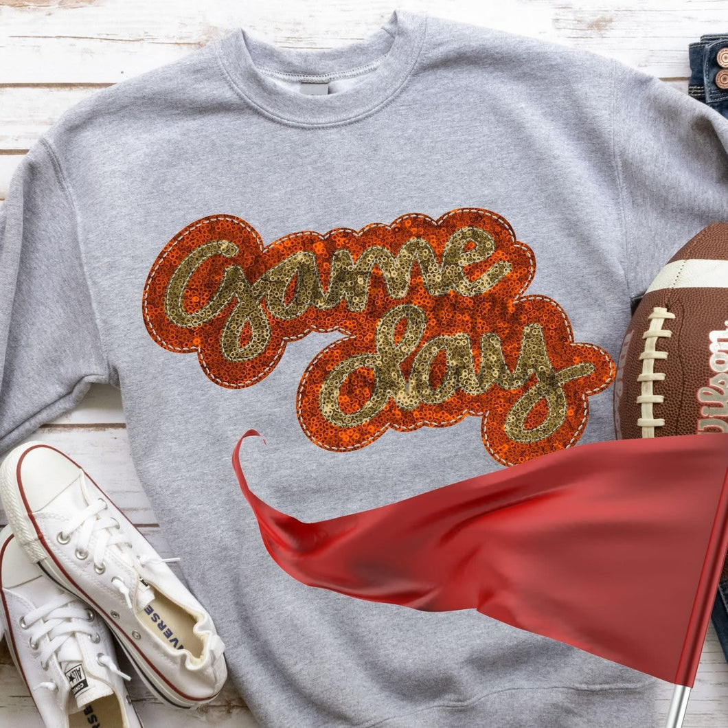KBD OG Faux Sequin & Embroidery GAMEDAY Vegas Gold and Orange