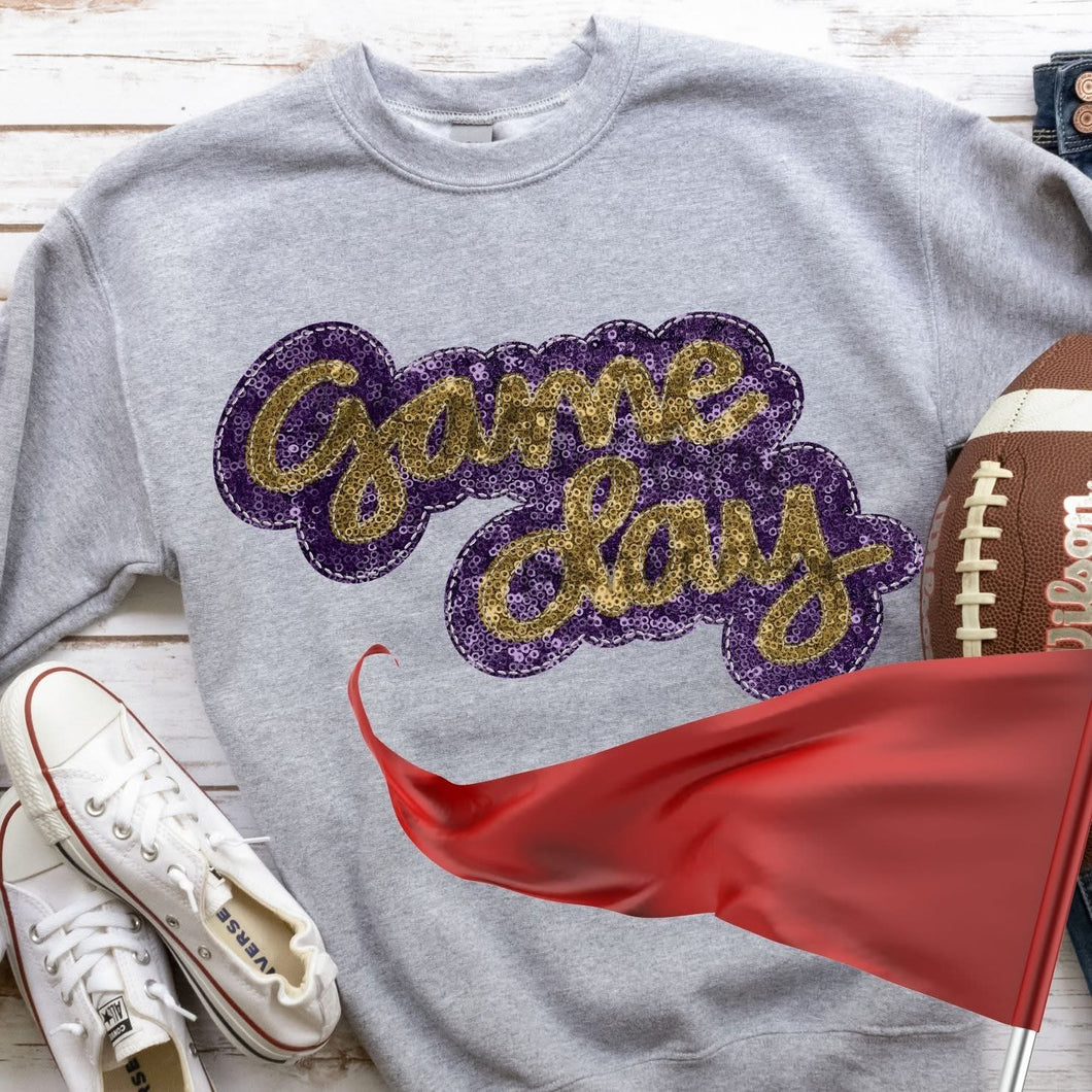 KBD OG Faux Sequin & Embroidery GAMEDAY Vegas Gold and Dark Purple