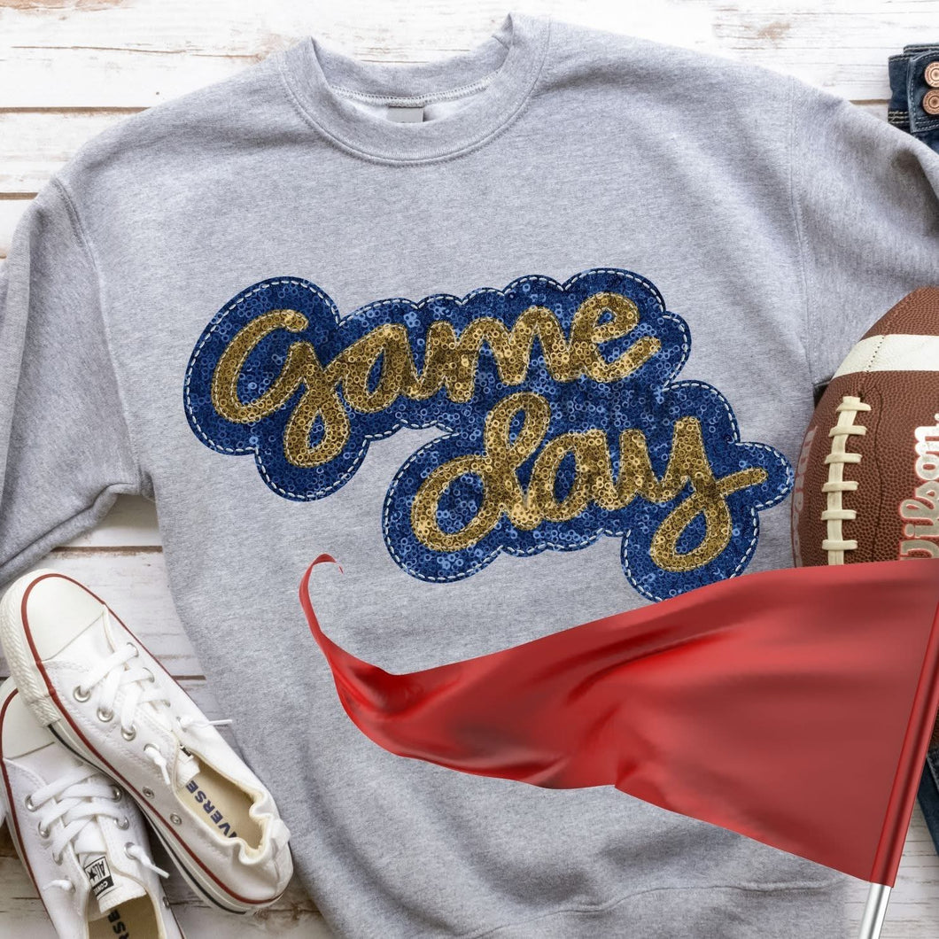 KBD OG Faux Sequin & Embroidery GAMEDAY Vegas Gold and Country Blue