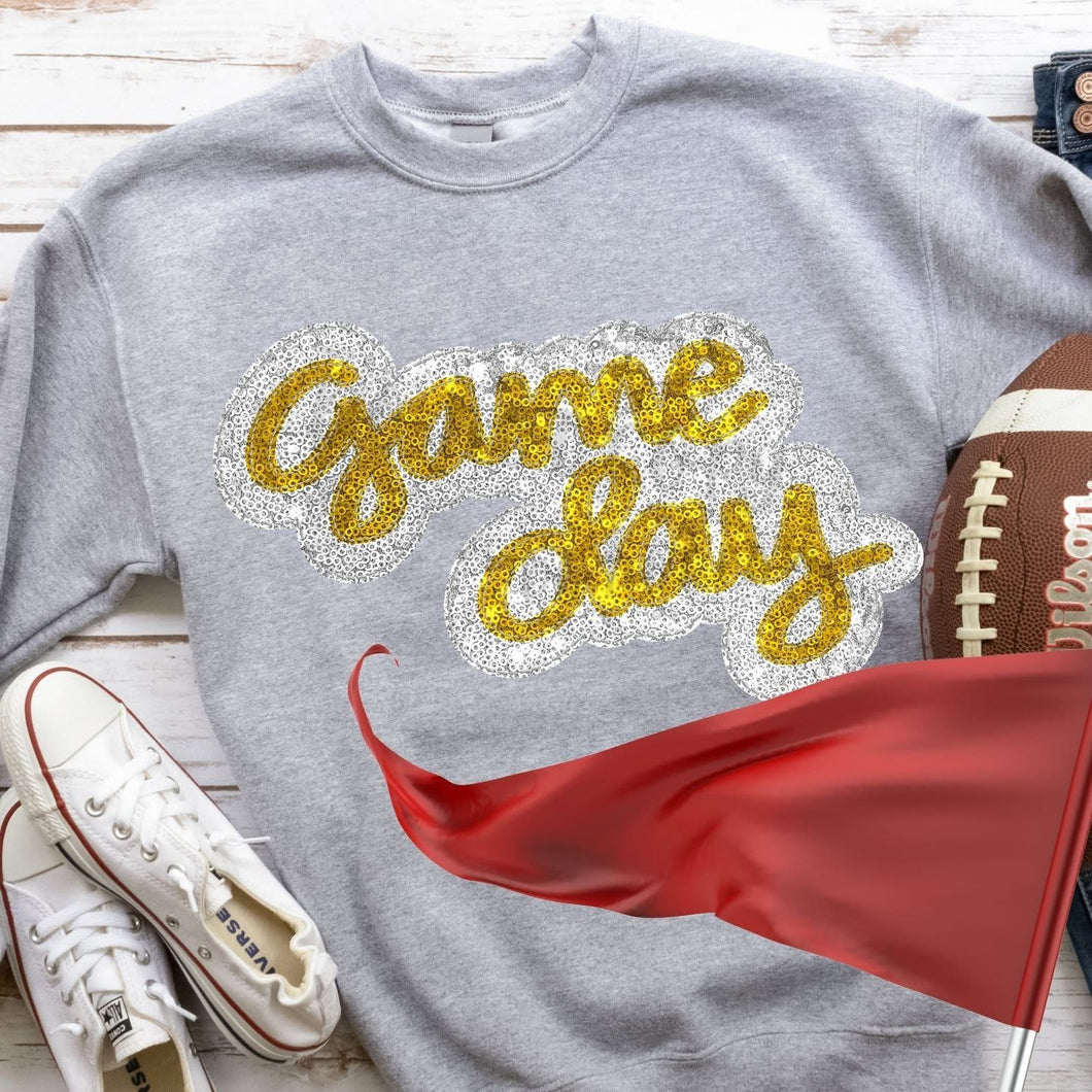 KBD OG Faux Sequin & Embroidery GAMEDAY Yellow Gold and White