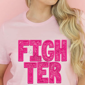 KBD OG BREAST CANCER AWARENESS FIGHTER Hot Pink Faux Embroidery