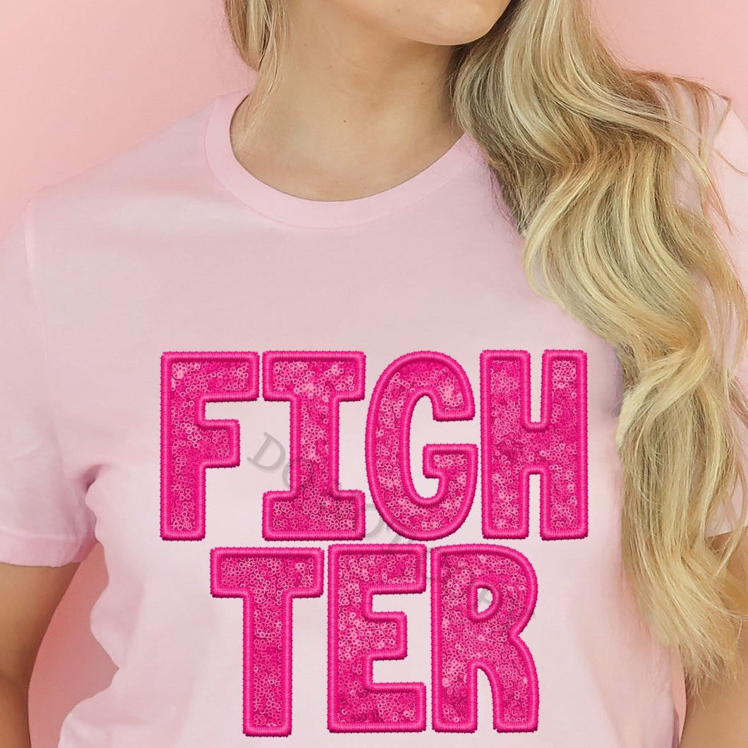 KBD OG BREAST CANCER AWARENESS FIGHTER Hot Pink Faux Embroidery