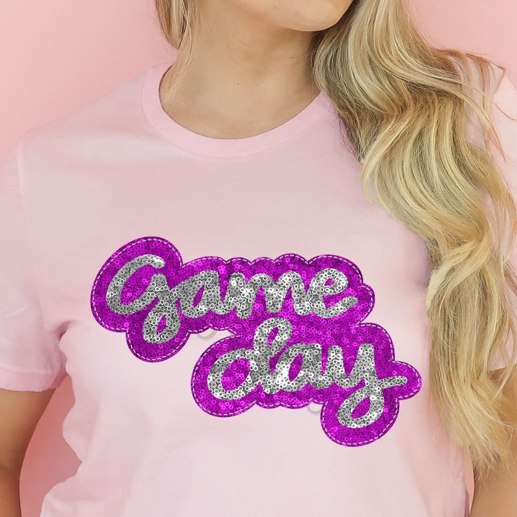 KBD OG BREAST CANCER AWARENESS GAMEDAY Sequin Silver and Hot Pink
