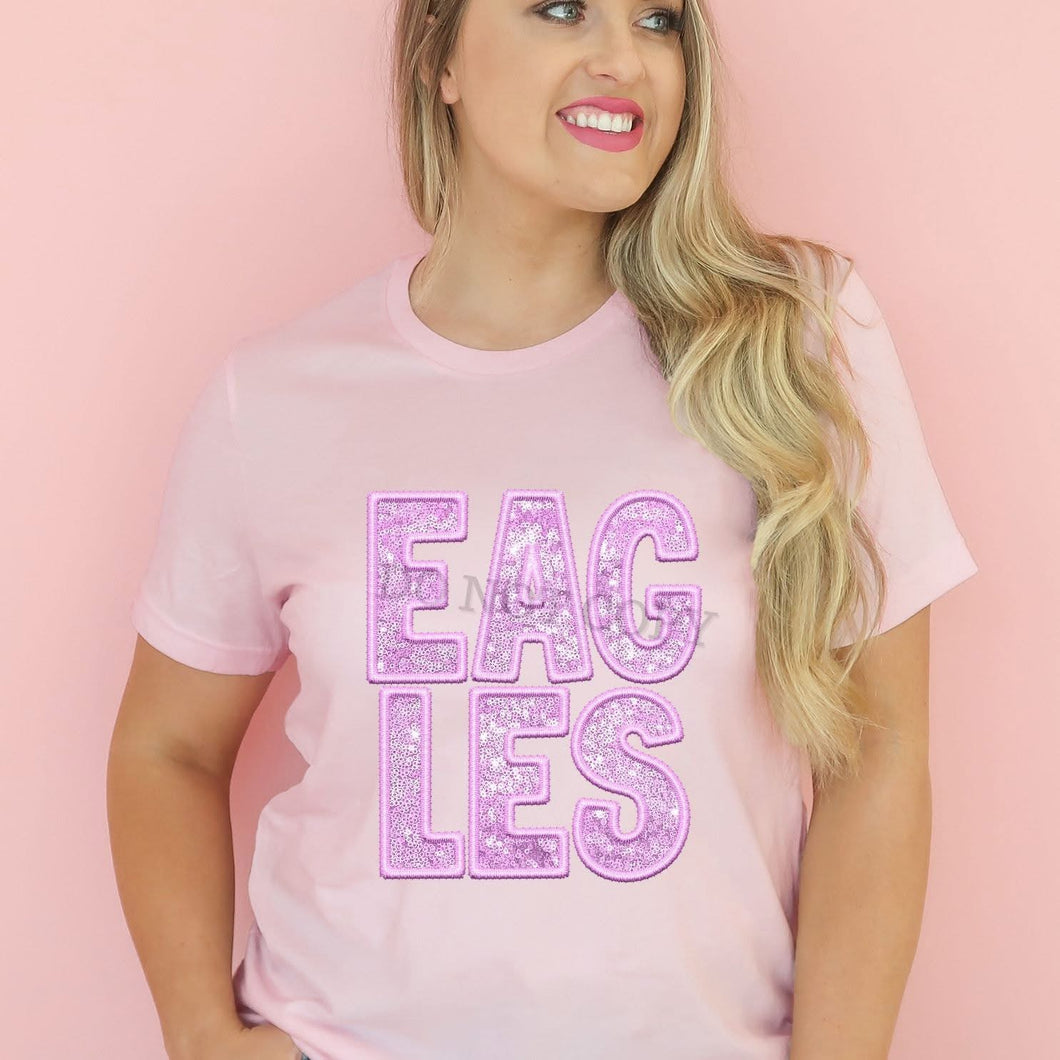 KBD OG BREAST CANCER AWARENESS EAGLES Light Pink Faux Embroidery Sequin