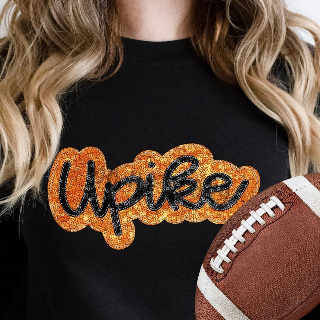 KBD OG SEQUIN AND EMBROIDERY WORDS UPIKE Black and Orange