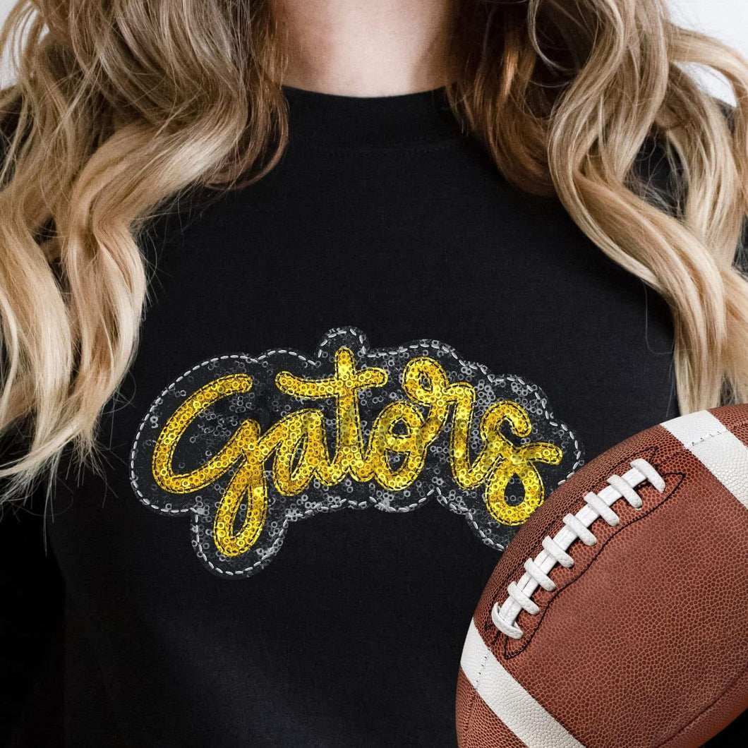 KBD OG SEQUIN AND EMBROIDERY WORDS GATORS Yellow Gold and Black
