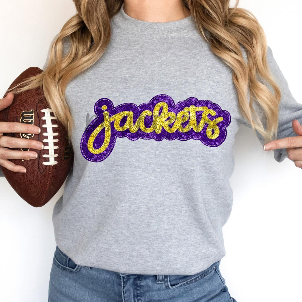 KBD OG SEQUIN AND EMBROIDERY WORDS JACKETS Yellow Gold and Purple