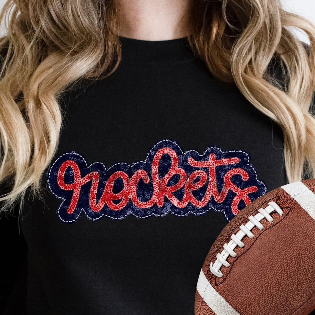 KBD OG SEQUIN AND EMBROIDERY WORDS ROCKETS Red and Navy