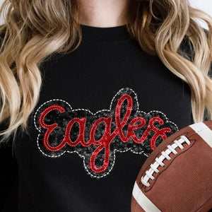 KBD OG SEQUIN AND EMBROIDERY WORDS EAGLES Red and Black