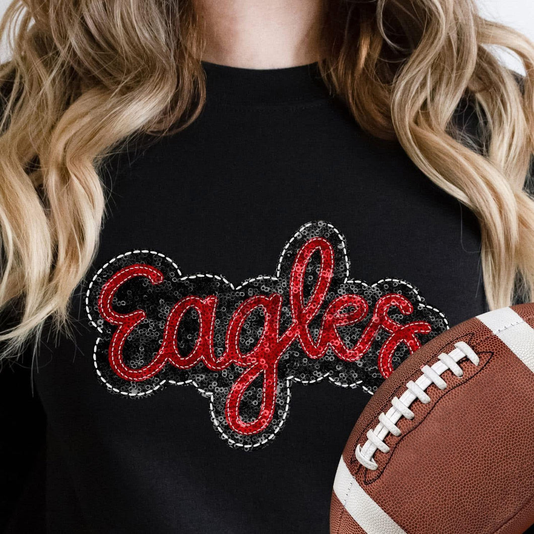 KBD OG SEQUIN AND EMBROIDERY WORDS EAGLES Red and Black