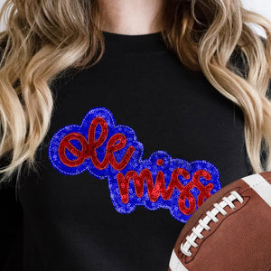 KBD OG SEQUIN AND EMBROIDERY WORDS OLE MISS Red and Royal Blue