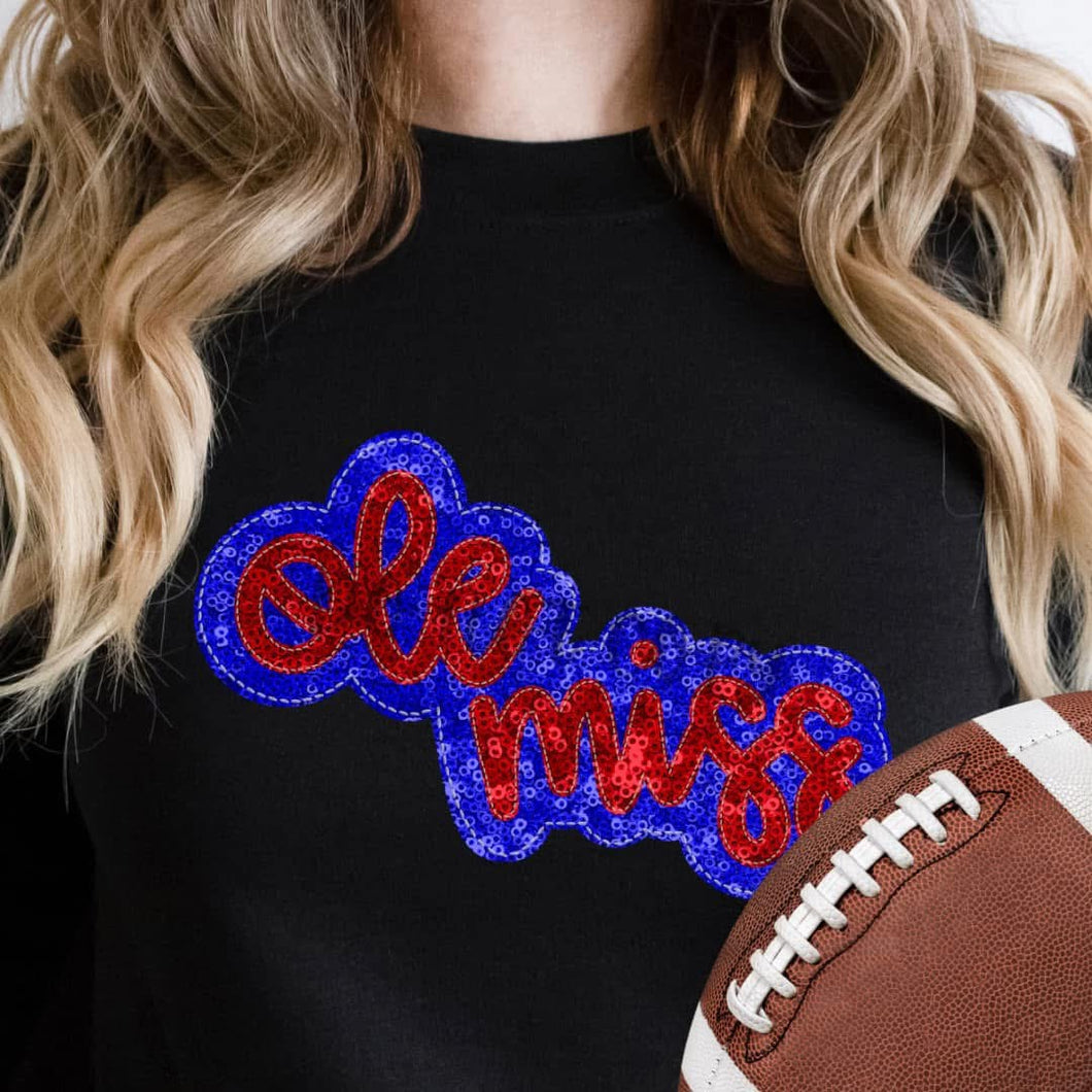 KBD OG SEQUIN AND EMBROIDERY WORDS OLE MISS Red and Royal Blue