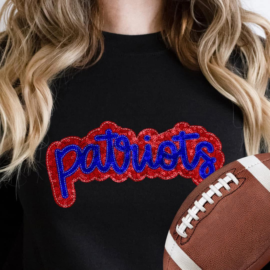 KBD OG SEQUIN AND EMBROIDERY WORDS PATRIOTS Blue and Red