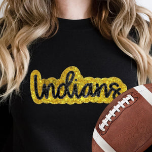 KBD OG SEQUIN AND EMBROIDERY WORDS INDIANS Black and Yellow Gold
